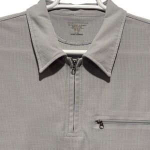 ExOfficio Mens Quarter Zip Polo Shirt Grey Large Short Sleeve Waffle Knit Travel